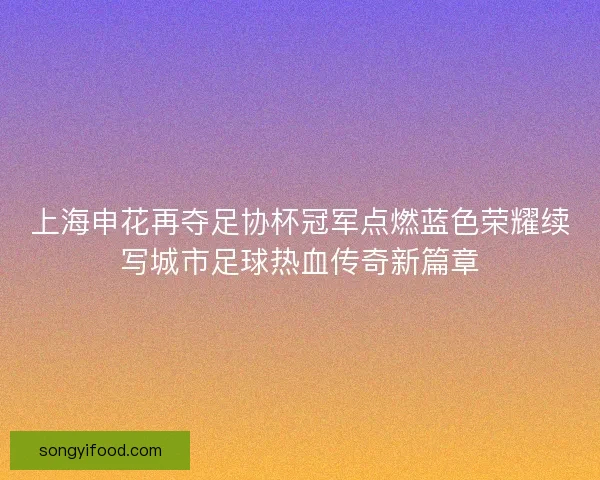 上海申花再夺足协杯冠军点燃蓝色荣耀续写城市足球热血传奇新篇章